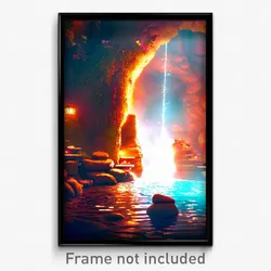 Pixel Art Poster - Warm Grotto (8 Bit Psychedelic Trippy Weird Video Game Print)