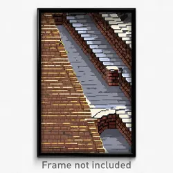 Pixel Art Poster - Detailed Brickyard (8 Bit Psychedelic Video Game Print)