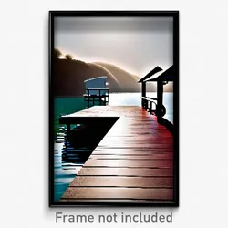 Pixel Art Poster - Curvy Dock (8 Bit Psychedelic Trippy Weird Video Game Print)