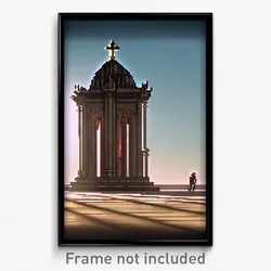 Pixel Art Poster - Made Up Mausoleum (8 Bit Psychedelic Trippy Video Game Print)
