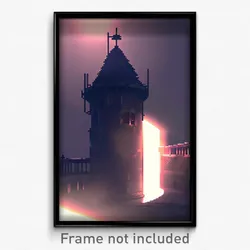 Pixel Art Poster - Shadowy Turret (8 Bit Psychedelic Trippy Video Game Print)