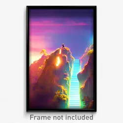 Pixel Art Poster - Vivacious Climb (8 Bit Psychedelic Trippy Video Game Print)