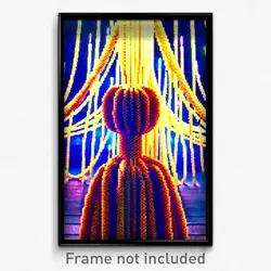 Pixel Art Poster - Enormous Spaghetti (8 Bit Psychedelic Video Game Print)