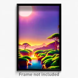 Pixel Art Poster - Exotic Landscape (8 Bit Psychedelic Trippy Video Game Print)