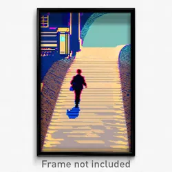 Pixel Art Poster - Noteworthy Crossing (8 Bit Psychedelic Video Game Print)