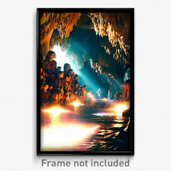 Pixel Art Poster - Crowded Cave (8 Bit Psychedelic Trippy Video Game Print)