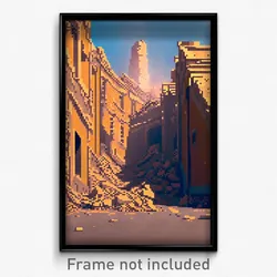 Pixel Art Poster - Tan Earthquake (8 Bit Psychedelic Trippy Video Game Print)