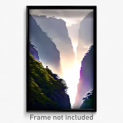 Pixel Art Poster - Thunderous Gorge (8 Bit Psychedelic Trippy Video Game Print)