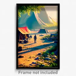 Pixel Art Poster - Worldly Campsite (8 Bit Psychedelic Trippy Video Game Print)