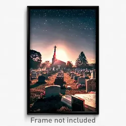 Pixel Art Poster - Outstanding Cemetery (8 Bit Psychedelic Video Game Print)