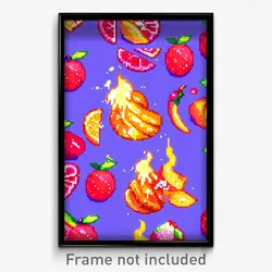 Pixel Art Poster - Fruity Flame (8 Bit Psychedelic Trippy Video Game Print)