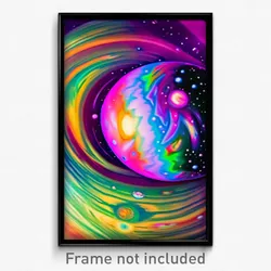 Pixel Art Poster - Multicolored Jupiter (8 Bit Psychedelic Video Game Print)