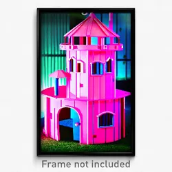 Pixel Art Poster - Pink Cathouse (8 Bit Psychedelic Trippy Video Game Print)