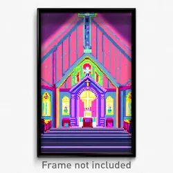 Pixel Art Poster - Sweet Chapel (8 Bit Psychedelic Trippy Video Game Print)