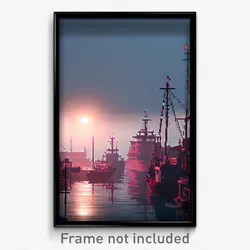 Pixel Art Poster - Muted Shipyard (8 Bit Psychedelic Trippy Video Game Print)