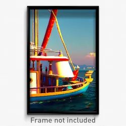 Pixel Art Poster - Showy Boat (8 Bit Psychedelic Trippy Weird Video Game Print)