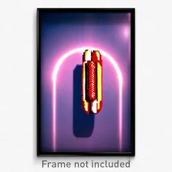 Pixel Art Poster - Stark Hot Dog (8 Bit Psychedelic Trippy Video Game Print)