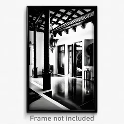 Pixel Art Poster - Black And White Villa (8 Bit Psychedelic Video Game Print)