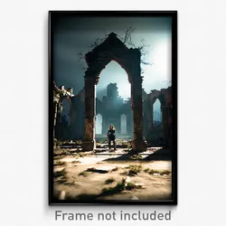 Pixel Art Poster - Haunted Ruin (8 Bit Psychedelic Trippy Video Game Print)