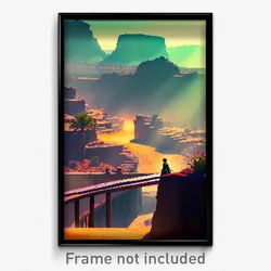 Pixel Art Poster - Exotic Mesa (8 Bit Psychedelic Trippy Weird Video Game Print)