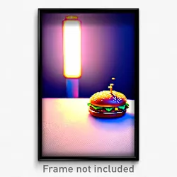 Pixel Art Poster - Nice Hamburger (8 Bit Psychedelic Trippy Video Game Print)