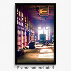 Pixel Art Poster - Abandoned Gaming Room (8 Bit Psychedelic Video Game Print)
