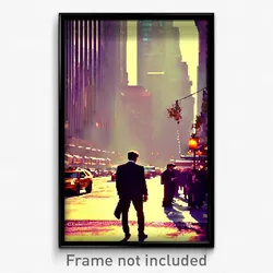 Pixel Art Poster - Warm New York (8 Bit Psychedelic Trippy Video Game Print)