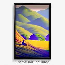 Pixel Art Poster - Thoughtful Hills (8 Bit Psychedelic Trippy Video Game Print)