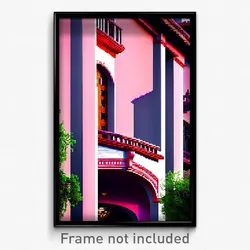 Pixel Art Poster - Rosy Spanish Architecture (8 Bit Video Game Print)
