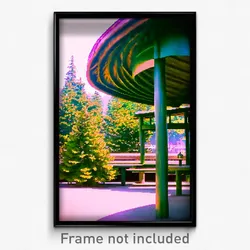 Pixel Art Poster - Evergreen Shelter (8 Bit Psychedelic Trippy Video Game Print)