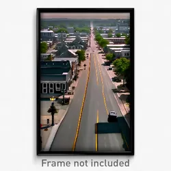Pixel Art Poster - Gray American Town (8 Bit Psychedelic Video Game Print)