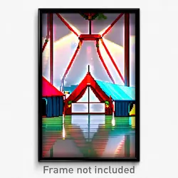 Pixel Art Poster - Noted Tent (8 Bit Psychedelic Trippy Weird Video Game Print)