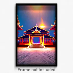 Pixel Art Poster - Humble Temple (8 Bit Psychedelic Trippy Video Game Print)