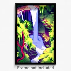 Pixel Art Poster - Adorable Falls (8 Bit Psychedelic Trippy Video Game Print)