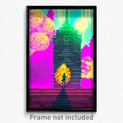 Pixel Art Poster - Acidic Conquest (8 Bit Psychedelic Trippy Video Game Print)