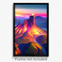 Pixel Art Poster - Flashy Butte (8 Bit Psychedelic Trippy Video Game Print)