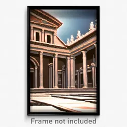Pixel Art Poster - Wide Roman Architecture (8 Bit Psychedelic Video Game Print)