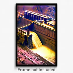 Pixel Art Poster - Miniature Dam (8 Bit Psychedelic Trippy Video Game Print)