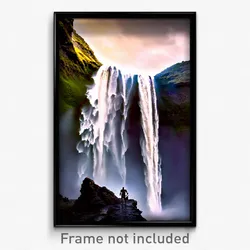 Pixel Art Poster - Dramatic Waterfall (8 Bit Psychedelic Video Game Print)