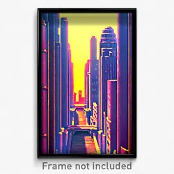 Pixel Art Poster - Rubbery Metropolis (8 Bit Psychedelic Video Game Print)
