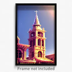 Pixel Art Poster - Brilliant Belfry (8 Bit Psychedelic Trippy Video Game Print)
