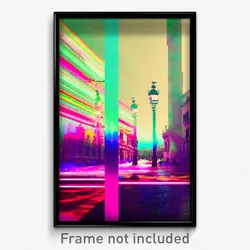 Pixel Art Poster - Glitch Art Madrid (8 Bit Psychedelic Trippy Video Game Print)