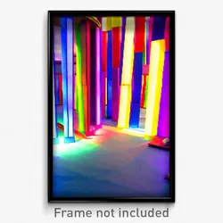 Pixel Art Poster - Colorful Scriptorium (8 Bit Psychedelic Video Game Print)