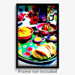 Pixel Art Poster - Vivid Mexican Plate (8 Bit Psychedelic Video Game Print)