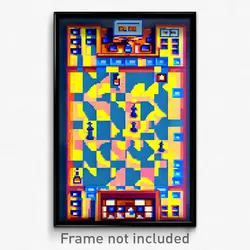 Pixel Art Poster - Agitated Chess Board (8 Bit Psychedelic Video Game Print)