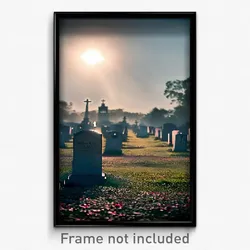Pixel Art Poster - Heavenly Cemetery (8 Bit Psychedelic Trippy Video Game Print)