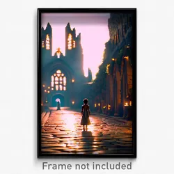 Pixel Art Poster - Warm Abbey (8 Bit Psychedelic Trippy Weird Video Game Print)