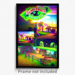 Pixel Art Poster - Slimy Ranch (8 Bit Psychedelic Trippy Weird Video Game Print)