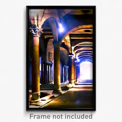 Pixel Art Poster - Underground Roman Architecture (8 Bit Video Game Print)