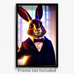 Pixel Art Poster - Stylish Rabbit (8 Bit Psychedelic Trippy Video Game Print)